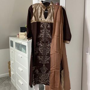 Brown 3 pc Kurta Set